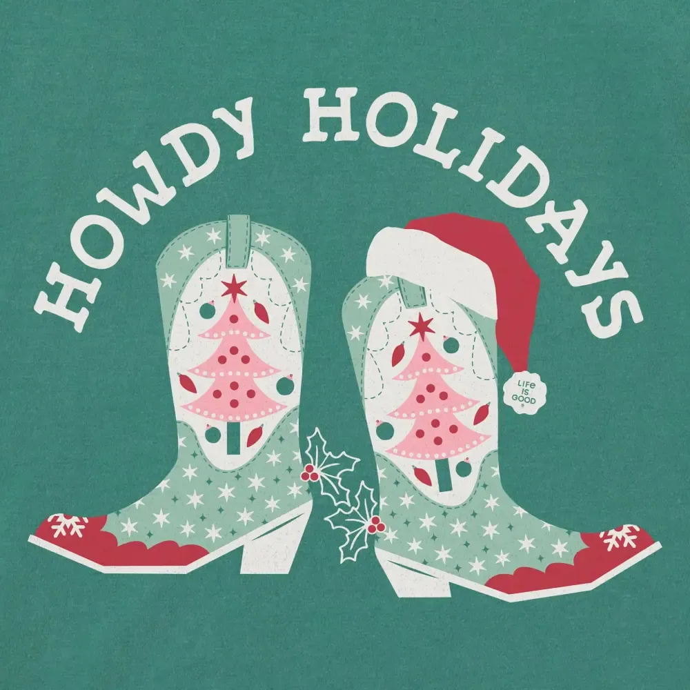 Women's Howdy Holidays Boots Long Sleeve Crusher Boxy Tee