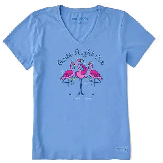 Women's Girls Night Out Flamingo  Crusher Vee