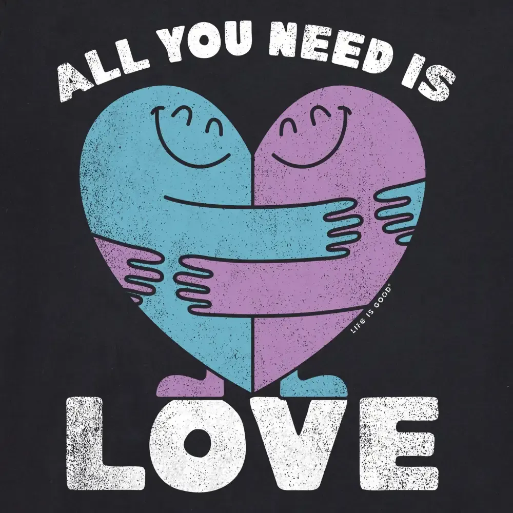 Women's All You Need is Love and Hugs Short Sleeve Crusher Boxy Tee