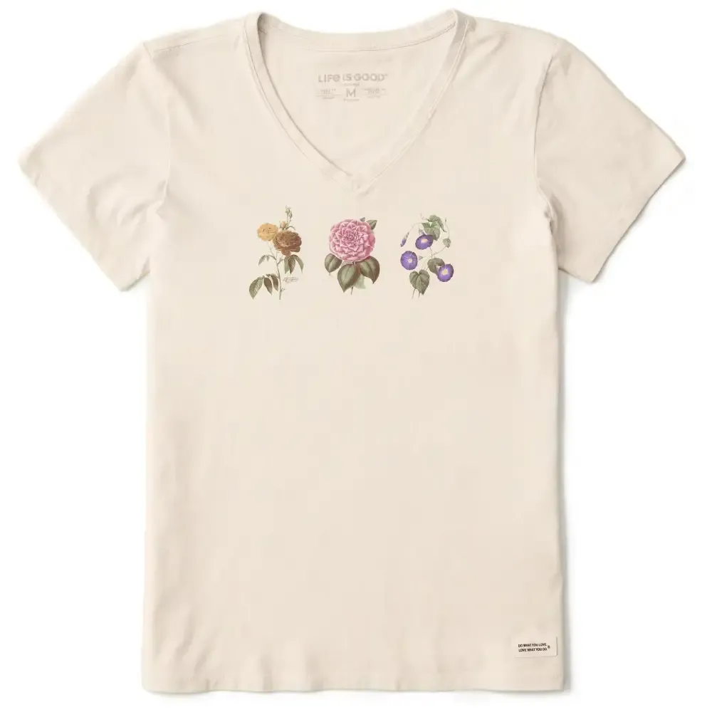 Women's Antique Botanicals Short Sleeve Crusher Vee