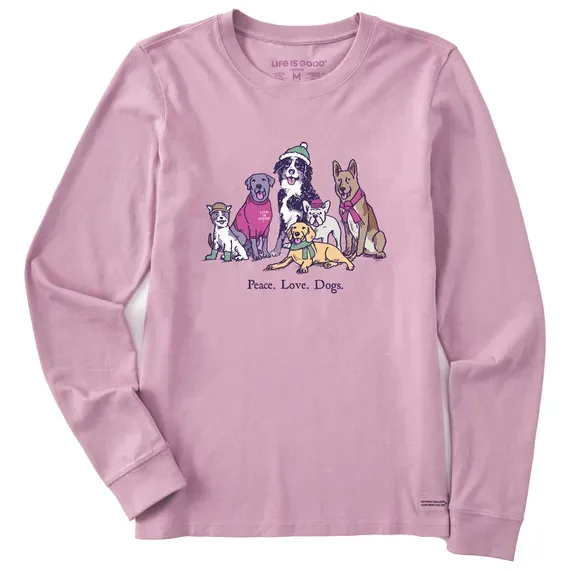 Women's Peace Love Dogs Winter Long Sleeve Crusher Tee
