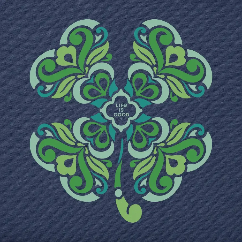 Women's 4 Leaf Clover Swirl Short Sleeve Crusher Vee