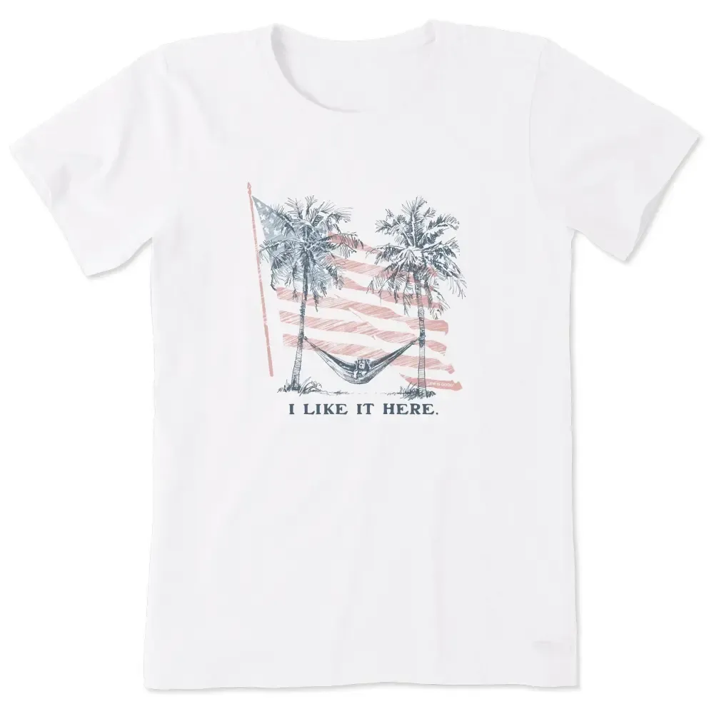 Women's I Like It Here Flag Hammock Short Sleeve Tee