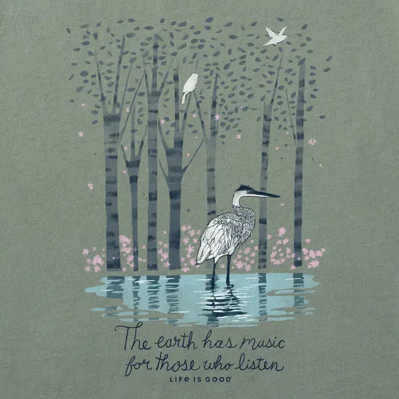 Women's Earth Has Music Heron Long Sleeve  Tee