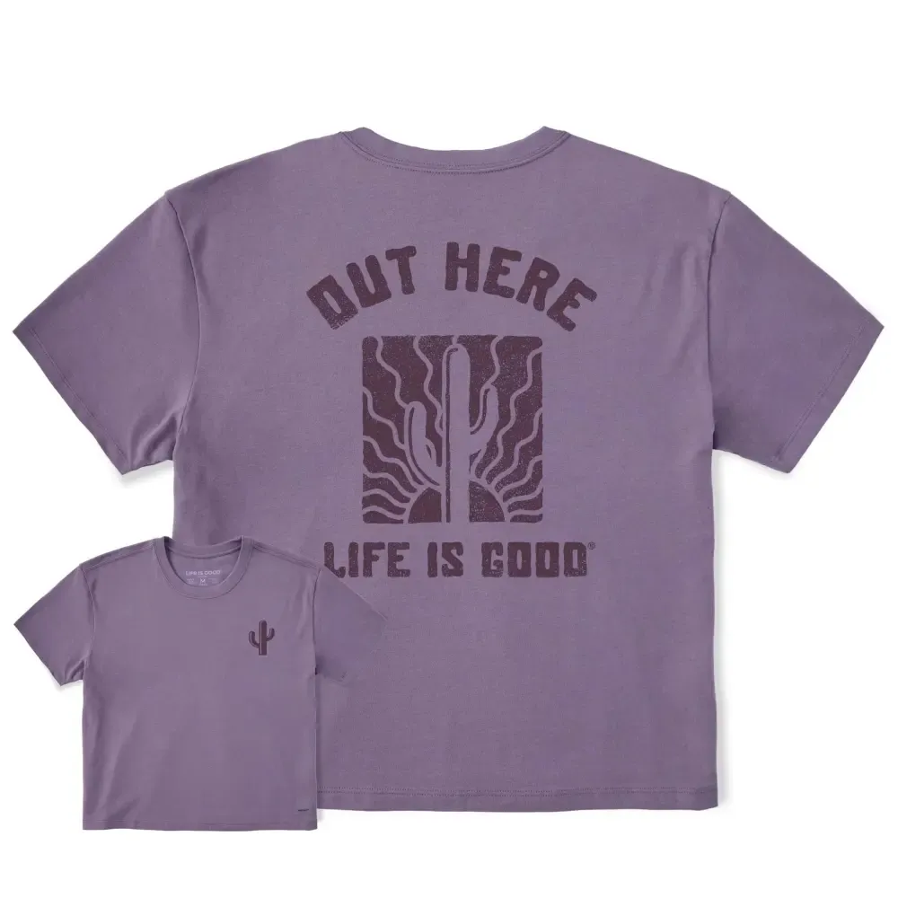 Women's Out Here Cactus Sunset Short Sleeve Crusher Boxy Tee