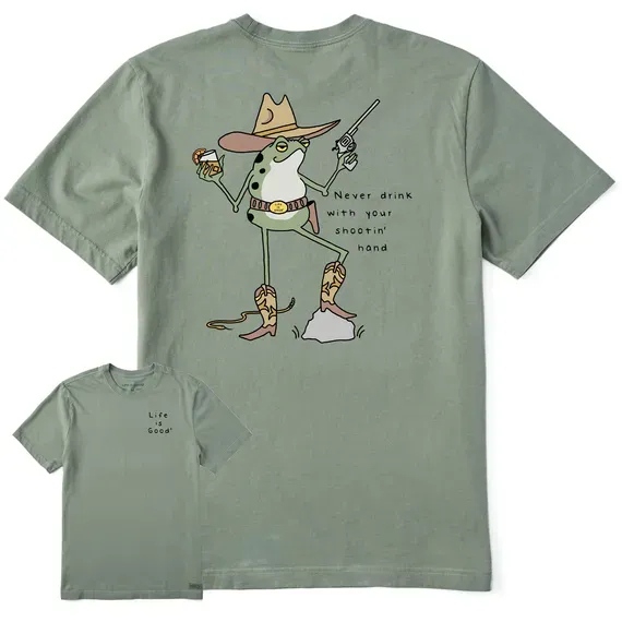 Men's Never Drink Cowboy Frog Crusher Tee