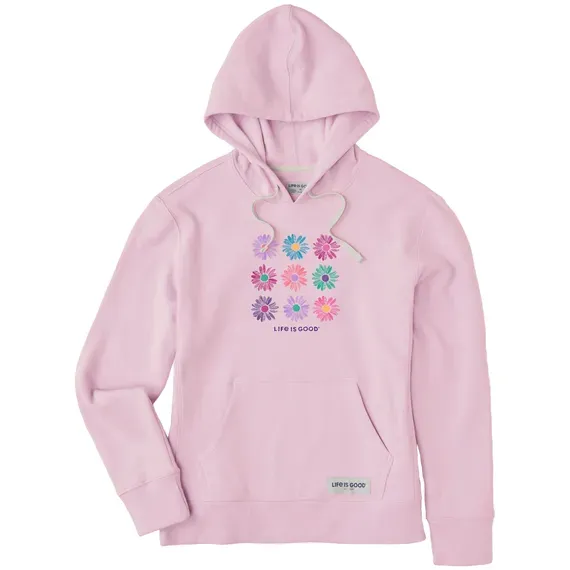 Women's Grid of Painted Daisies Simply True Fleece Hoodie