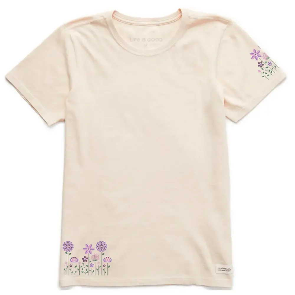 Women's Linear Flower Garden Short Sleeve Crusher Tee