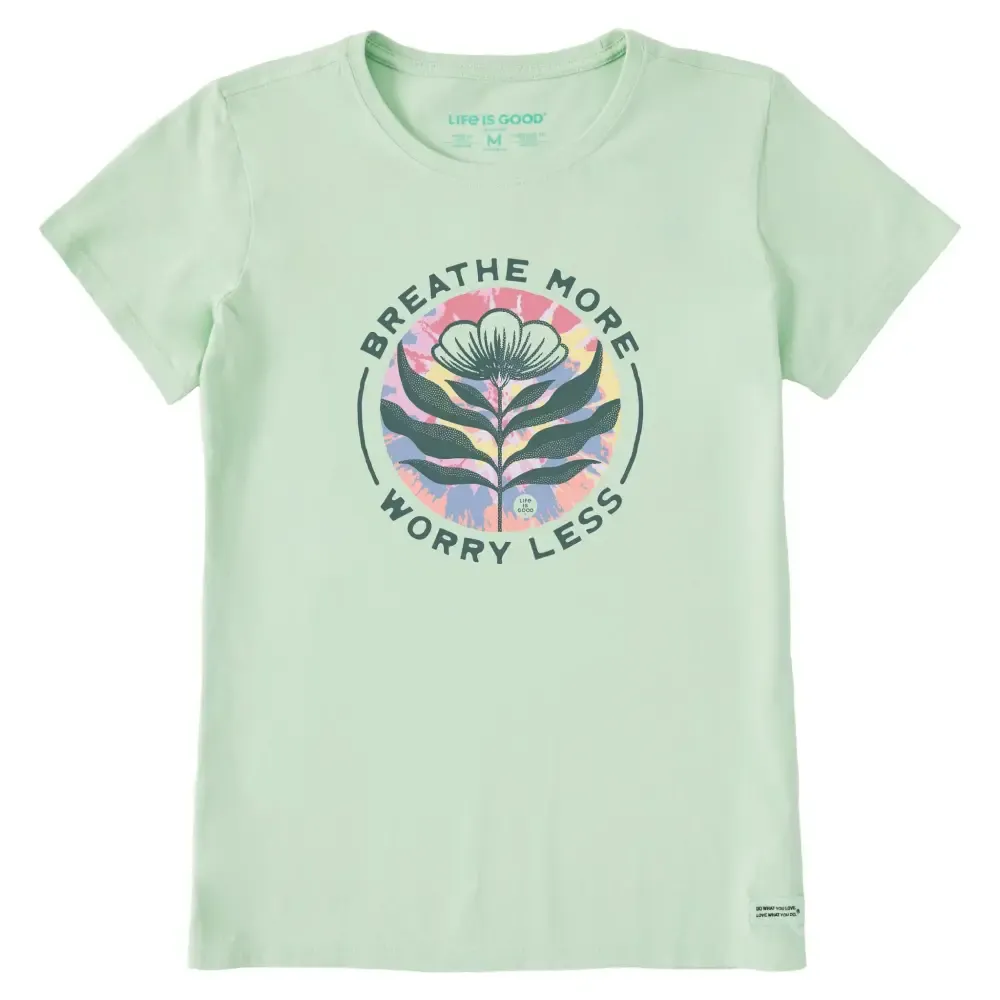 Women's Breathe More Worry Less Tie Dye Short Sleeve Crusher Tee