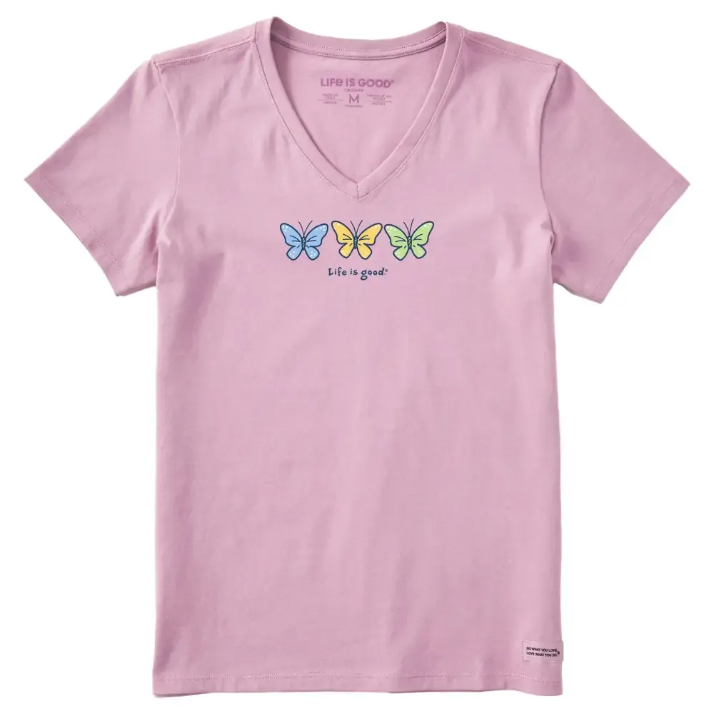 Women's 3 Butterflies Short Sleeve Crusher Vee