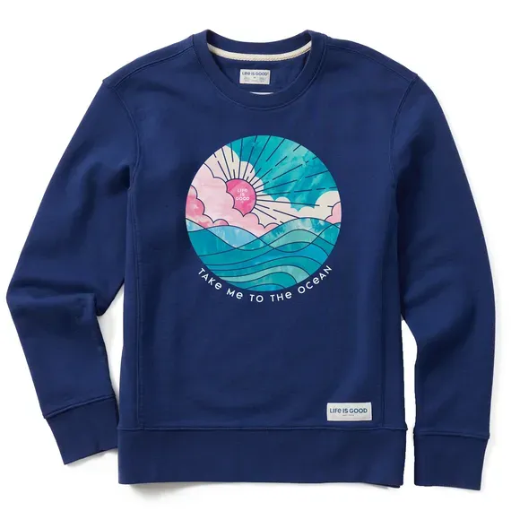 Women's Take Me to the Ocean Watercolor Simply True Fleece Crew