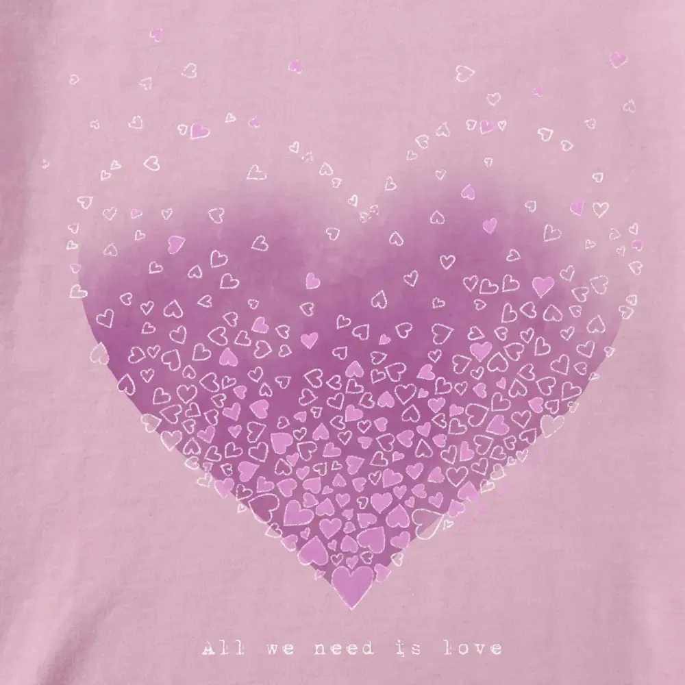 Women's Scattered Hearts Short Sleeve Crusher Boxy Tee