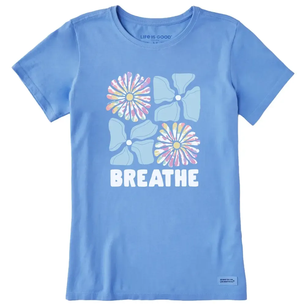 Women's Flower Grid Breathe Tie Dye Short Sleeve Tee