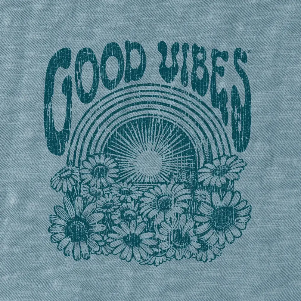 Women's Good Vibes Flowers Slub Easy Fit Tank