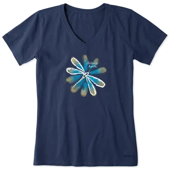 Women's Nature Heals Dragonfly Short Sleeve Vee