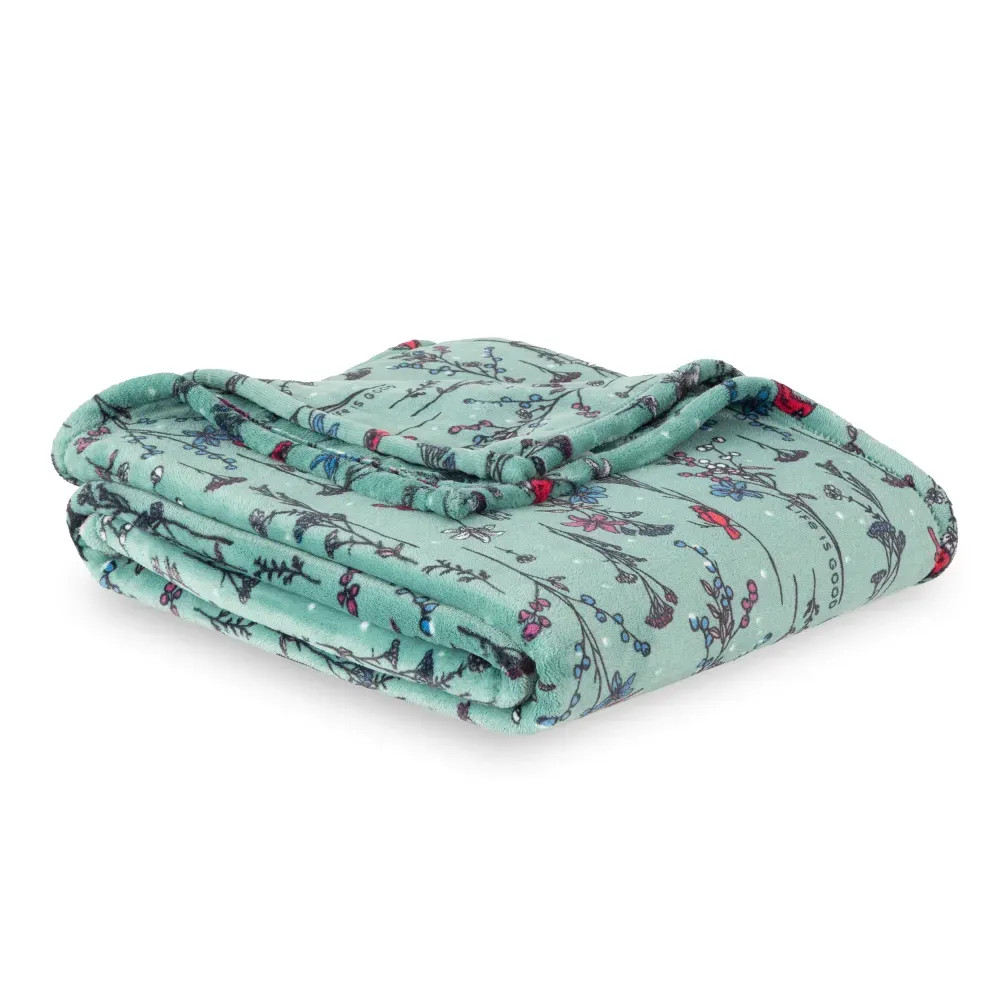 Cardinal Floral Plush Throw Blanket