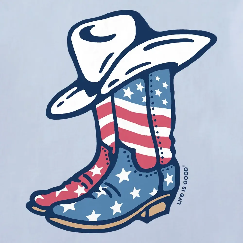 Women's USA Flag Cowboy Boots Short Sleeve Crusher Tee