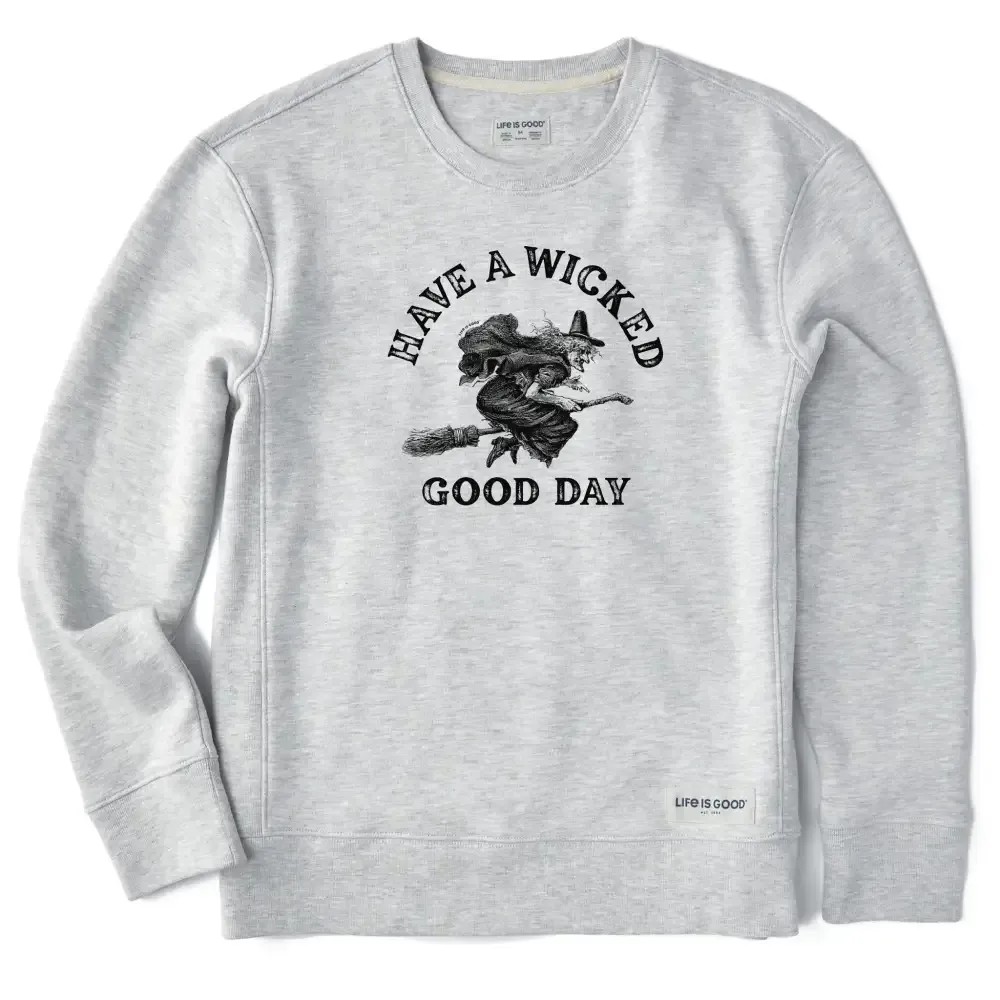 Women's Antique Wicked Good Day Witch Simply True Fleece Crew