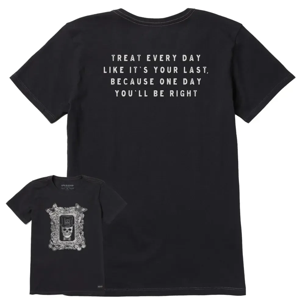 Women's Antique Treat Every Day Skull Short Sleeve Crusher Tee