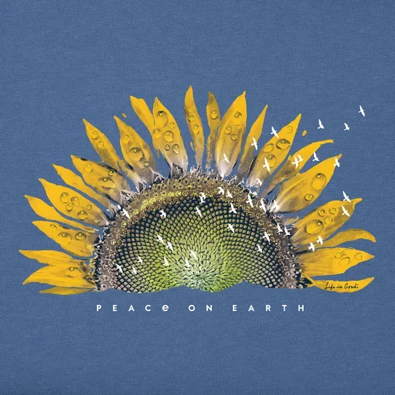 Women's Sunflower Dew Peace on Earth Short Sleeve  Vee