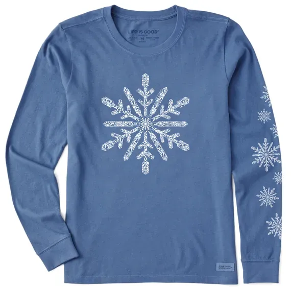 Women's Contrast Snowflake Long Sleeve Crusher Tee