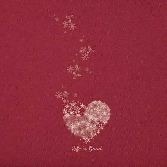 Women's Floating Hearts Long Sleeve Crusher Vee