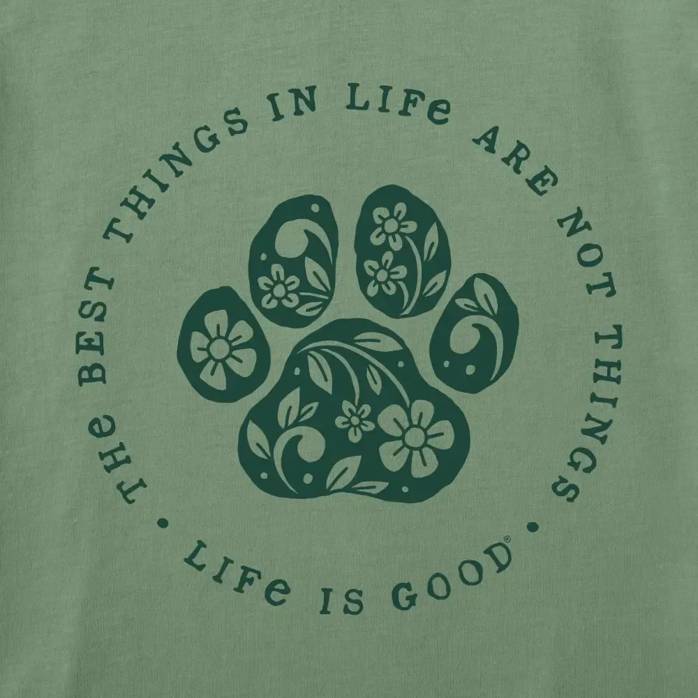 Women's Best Things Floral Paw Long Sleeve Crusher-LITE Hooded Tee