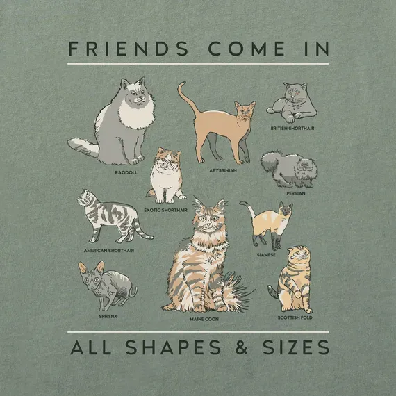 Men's Cat Friends Shapes & Sizes Crusher Tee