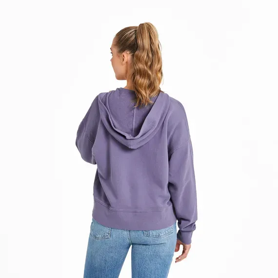 Women's Solid French Terry Boxy Pullover Hoodie