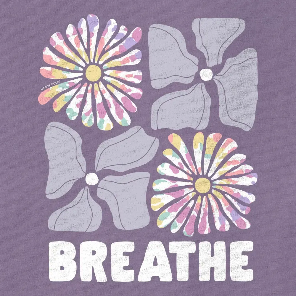 Women's Flower Grid Breathe Tie Dye Short Sleeve Crusher Boxy Tee