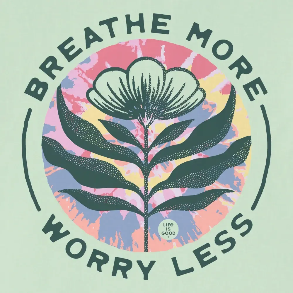 Women's Breathe More Worry Less Tie Dye Short Sleeve Crusher Tee