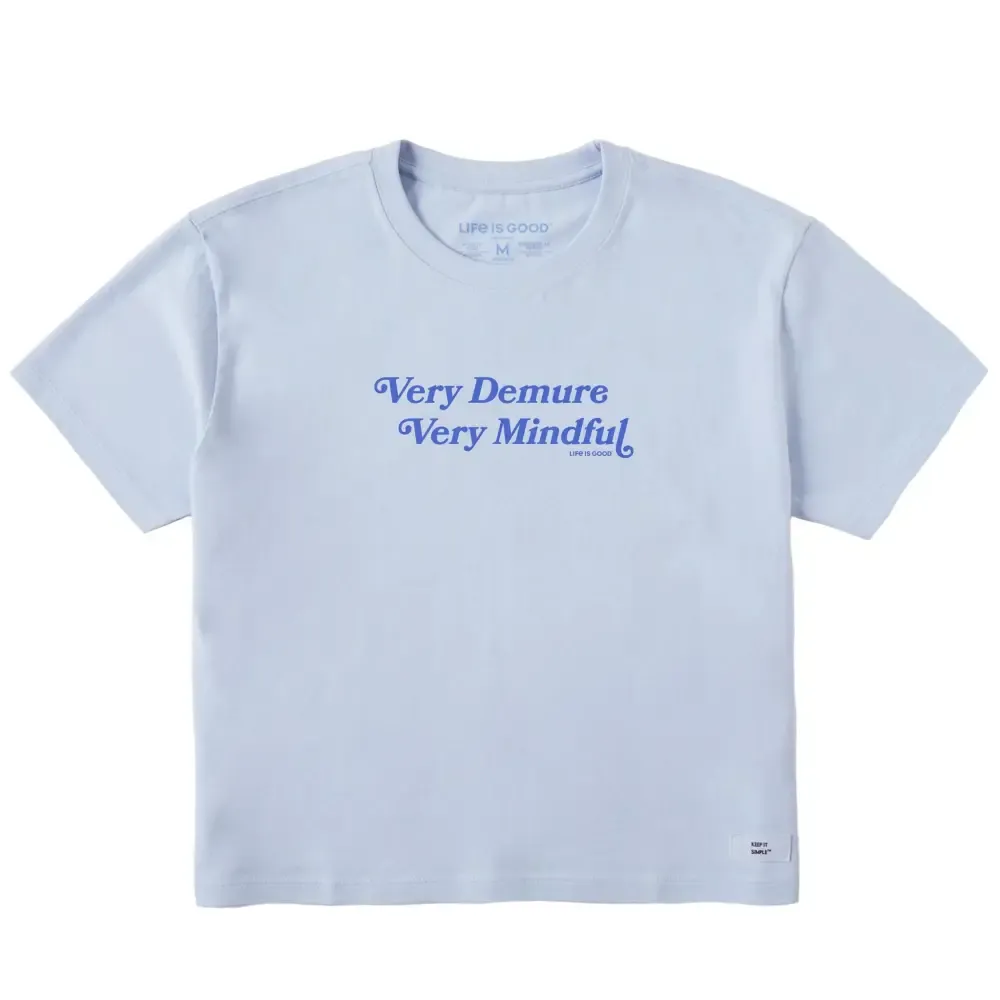 Women's Very Demure Very Mindful Short Sleeve Crusher Boxy Tee