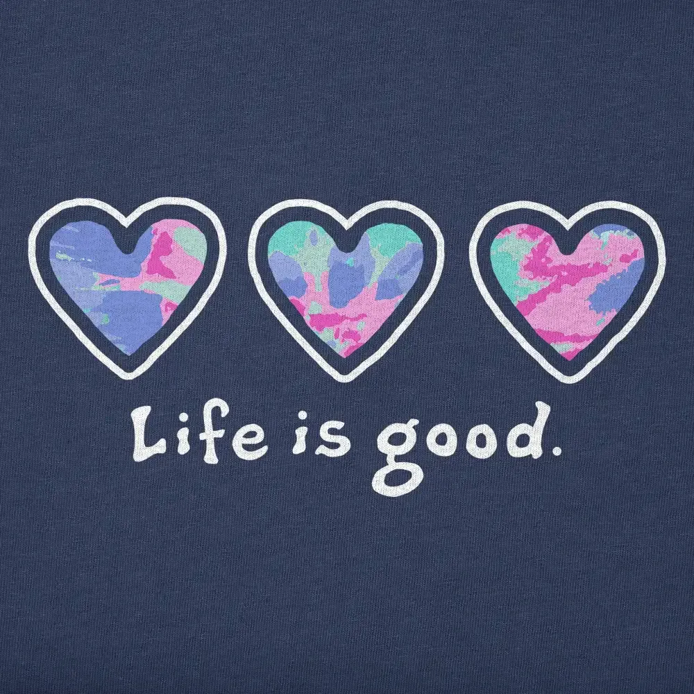 Women's 3 Hearts Tie Dye Short Sleeve Vee