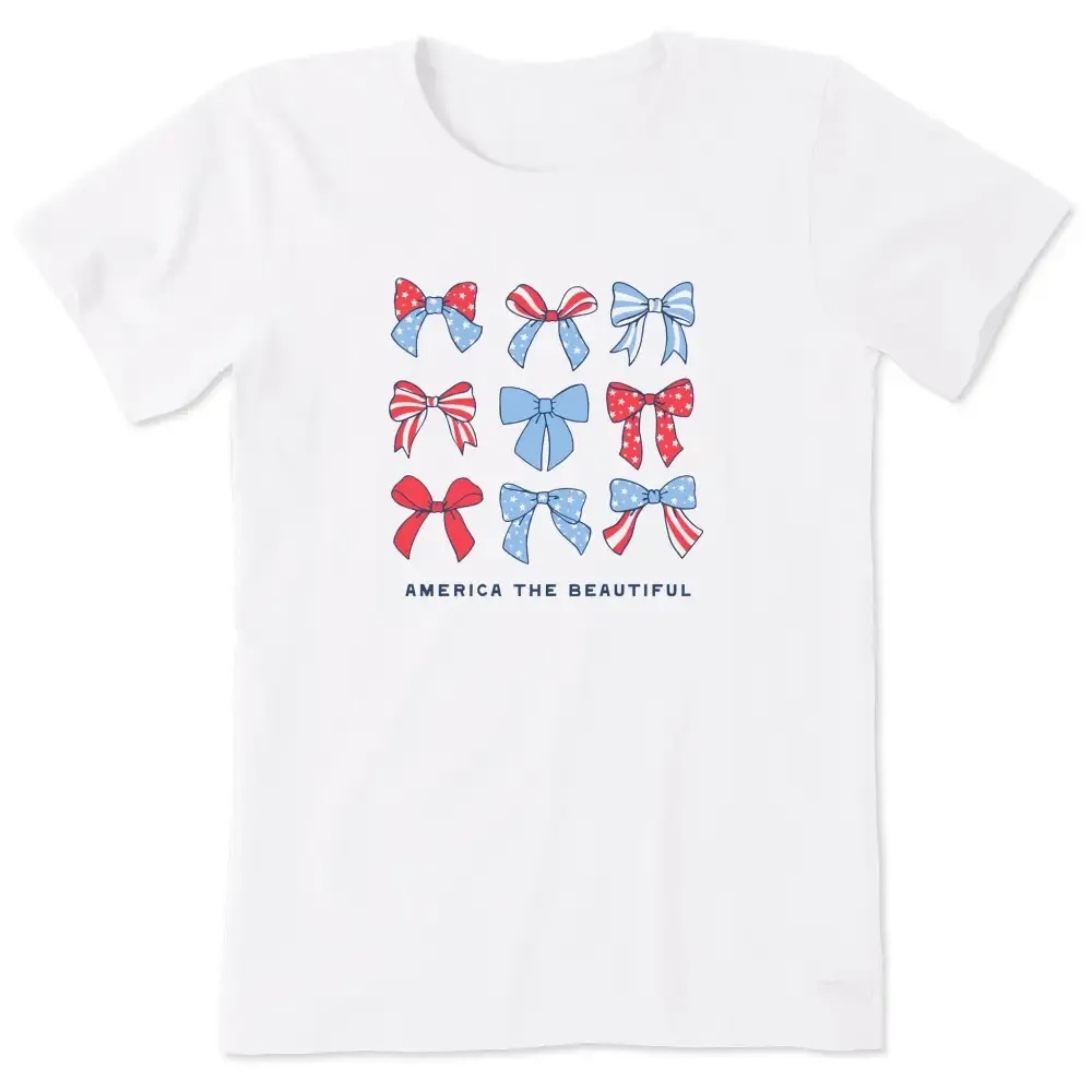 Women's America the Beautiful Bows Short Sleeve Crusher Tee