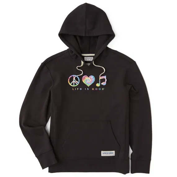 Women's Tie Dye Peace Love Music Simply True Fleece Hoodie