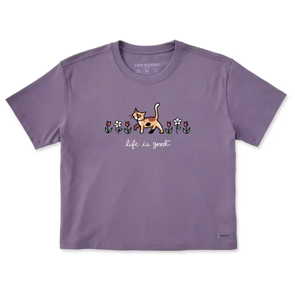 Women's Al with Flowers Short Sleeve Crusher Boxy Tee