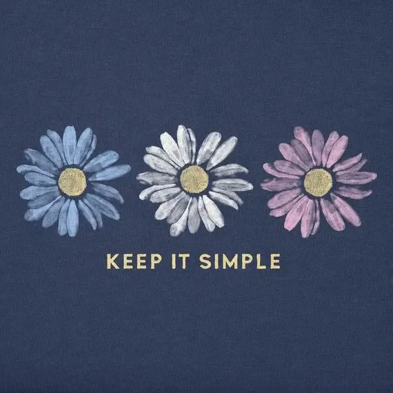 Women's Keep it Simple Trio Daisy Long Sleeve Crusher-LITE Vee