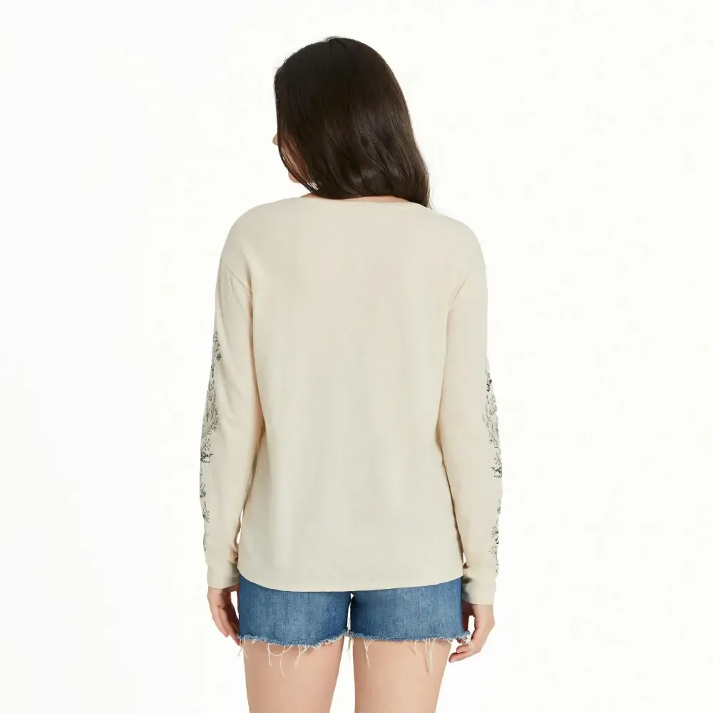 Women's Mushroom Garden Long Sleeve Slub Easy Fit Tee