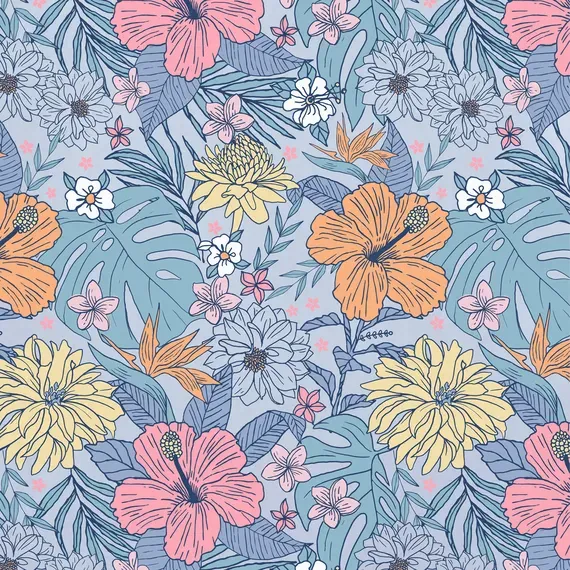 Women's Tropical Floral Pattern Crusher-LITE Easy Tee