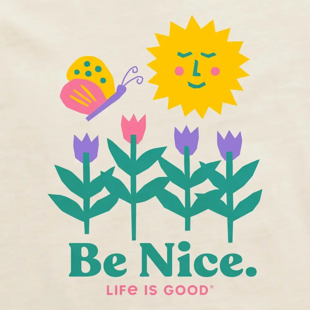 Women's Be Nice Flowers Short Sleeve Crusher Boxy Tee