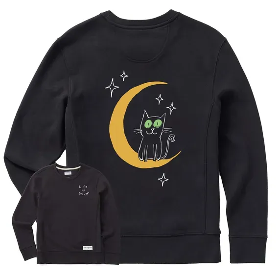 Women's Moon Cat Simply True Fleece Crew