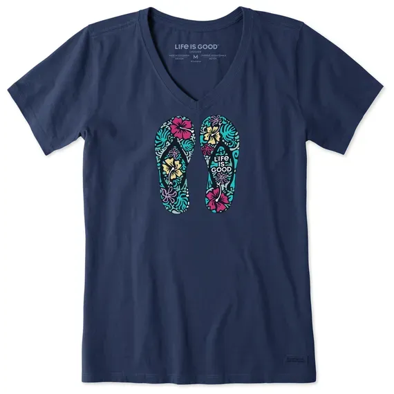 Women's Hibiscus Flip Flops  Crusher-LITE Vee