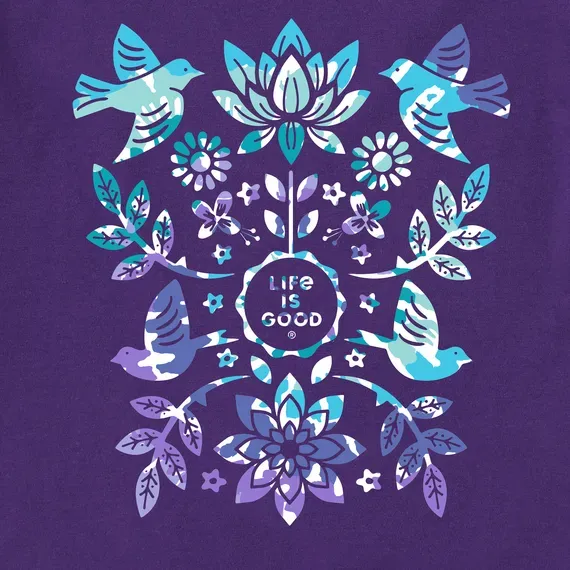 Women's Folk Art Garden Tie Dye Short Sleeve  Tee