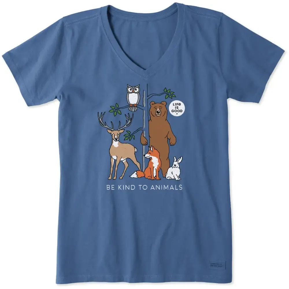Women's Be Kind to Animals Short Sleeve Crusher Vee