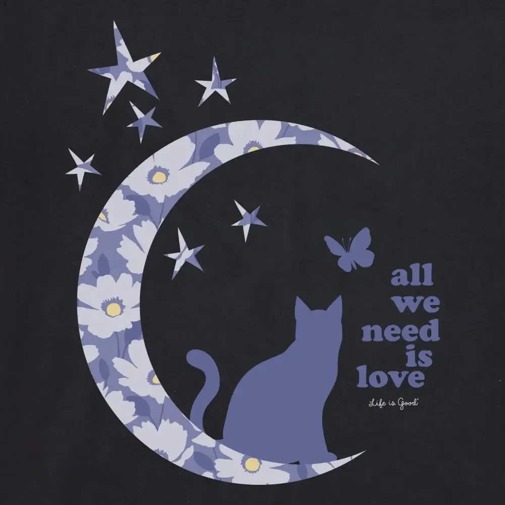 Women's Patterna Moon Cat Short Sleeve Tee