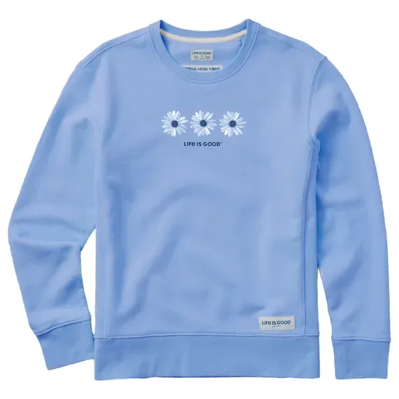 Women's Three Painted Daisies Simply True Fleece Crew