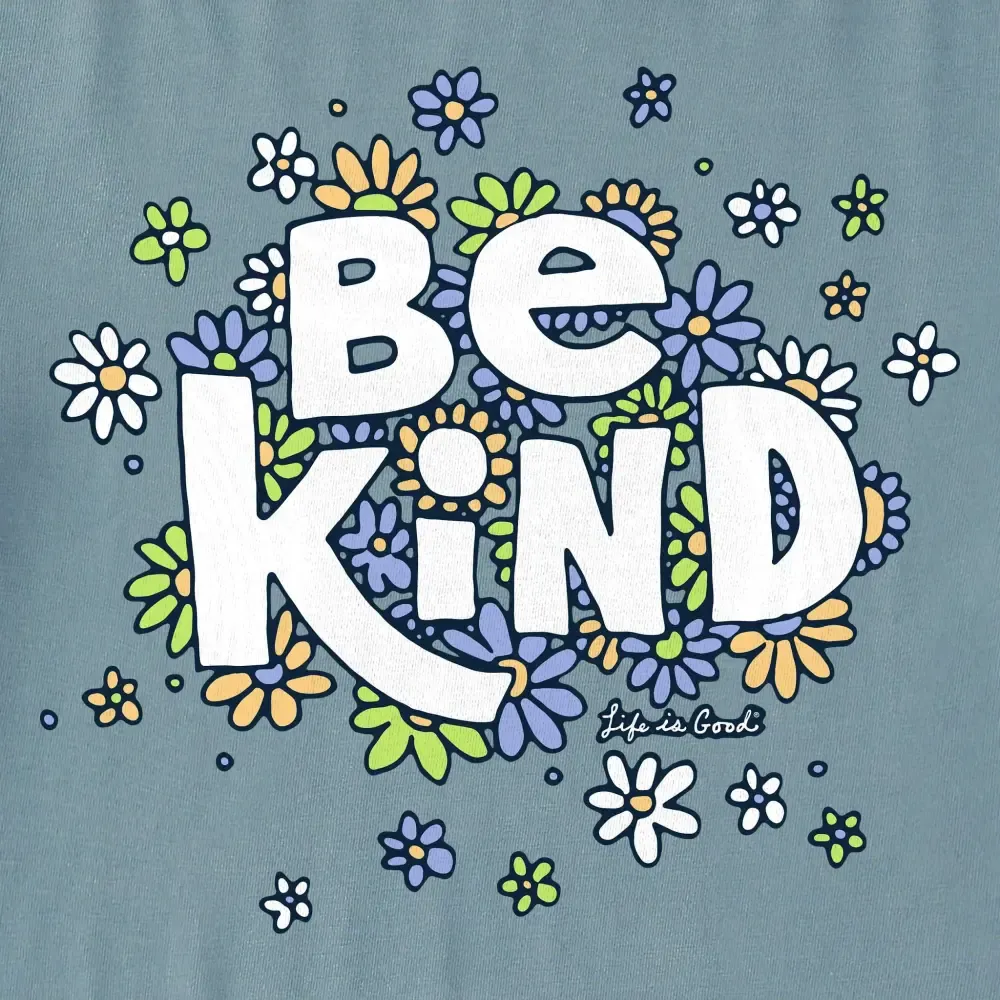 Women's Be Kind Flower Lines Long Sleeve Crusher Boxy Tee