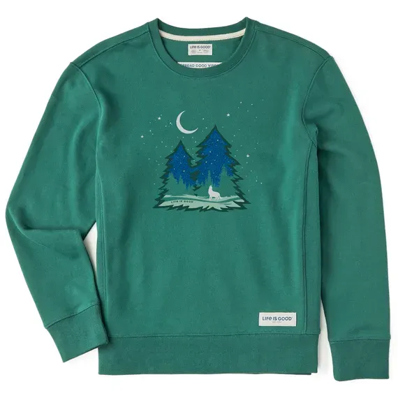 Women's Macro Evergreen Wolf Simply True Fleece Crew