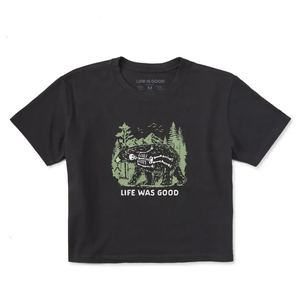 Women's Life Was Good Bear Short Sleeve Crusher Boxy Tee