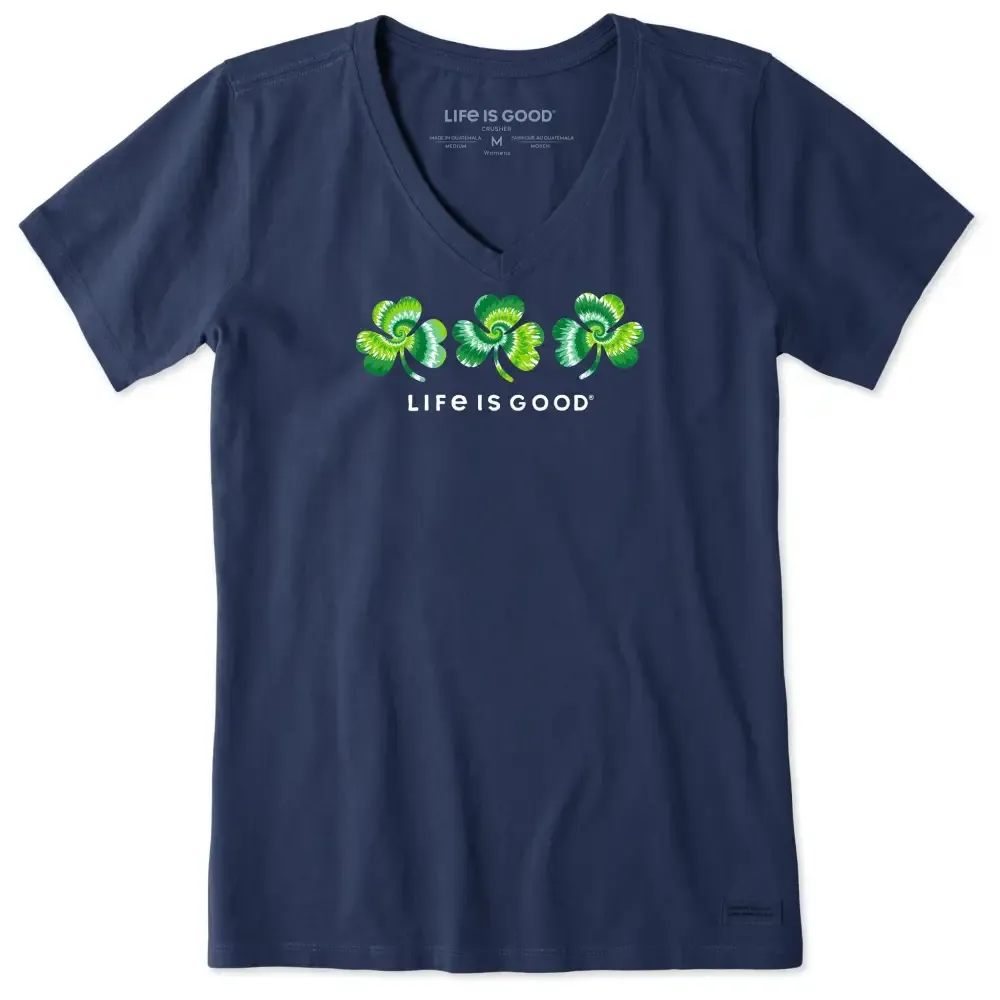 Women's 3 Tie Dye Clovers Short Sleeve Crusher Vee